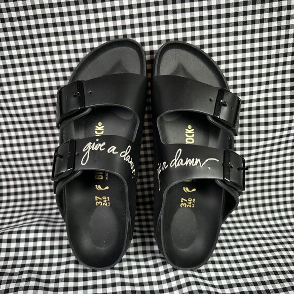 Birkenstock X Lingua Franca Arizona Black White ´give a damn´ Sandal EU 37 US 6,All Products : American Fashion Style Bags On Sale